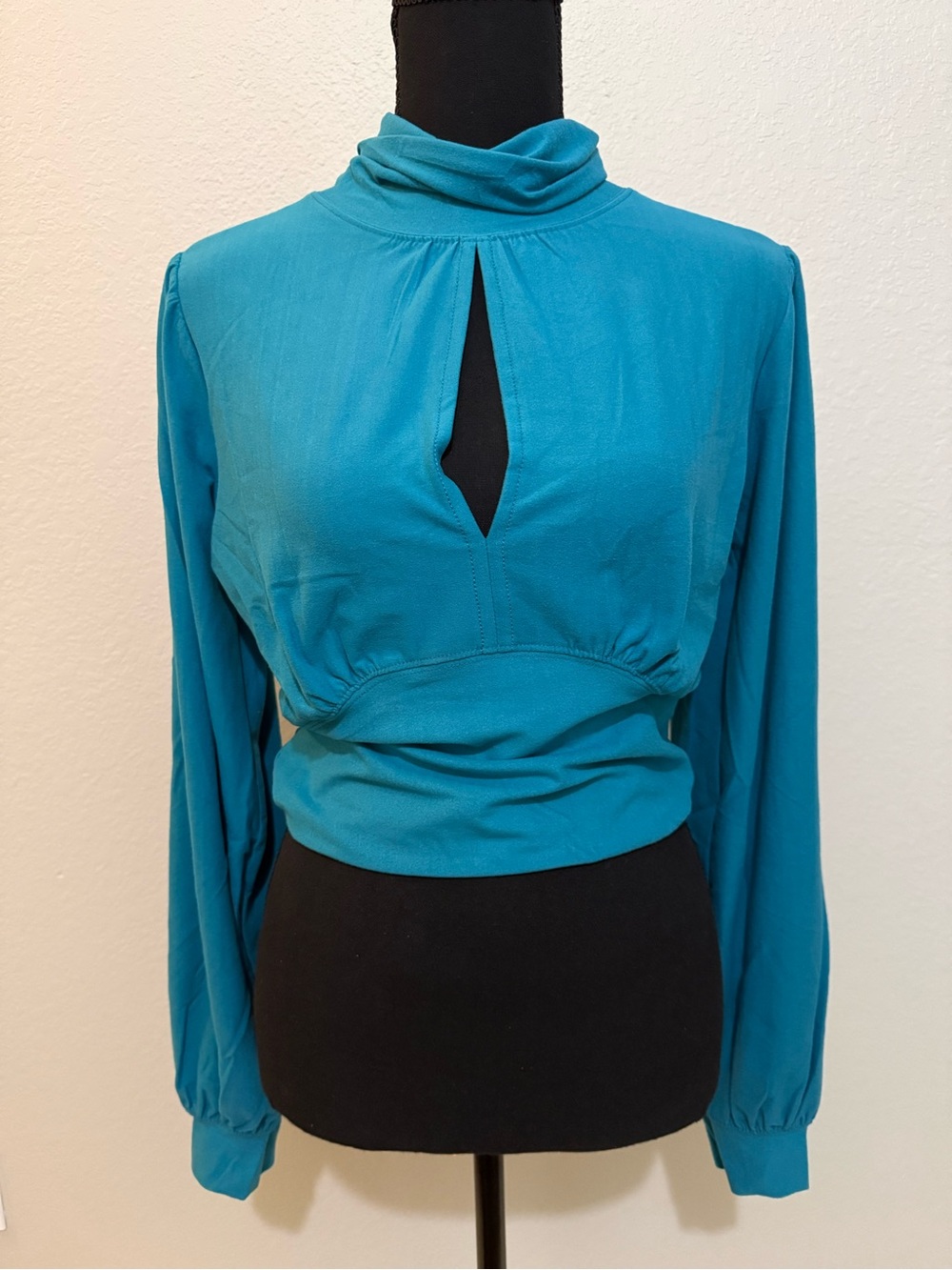 Teal Keyhole Long-Sleeve Mock Neck Top - Women